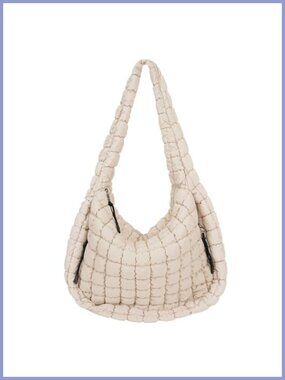 Quilted Nylon Tote Bag Large Puffer Hobo Shoulder Bag Lightweight Padded